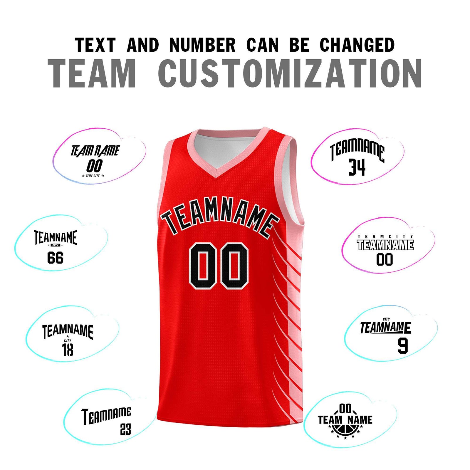 Custom Light Red Light Pink Personalized Side Symmetrical Line Pattern Sports Uniform Basketball Jersey