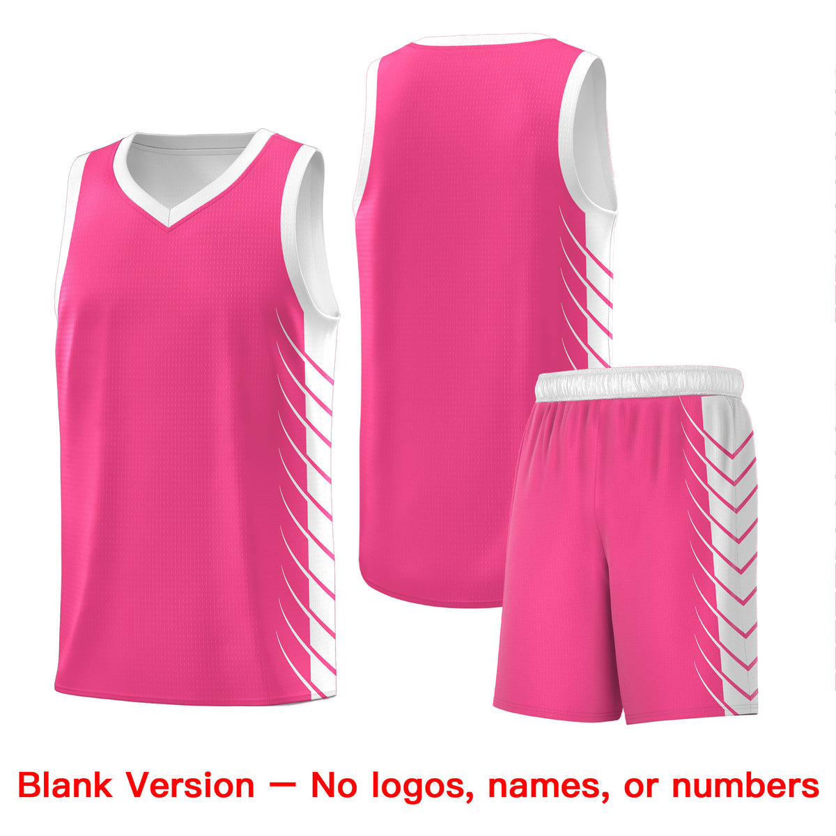 Custom Pink White Personalized Side Symmetrical Line Pattern Sports Uniform Basketball Jersey