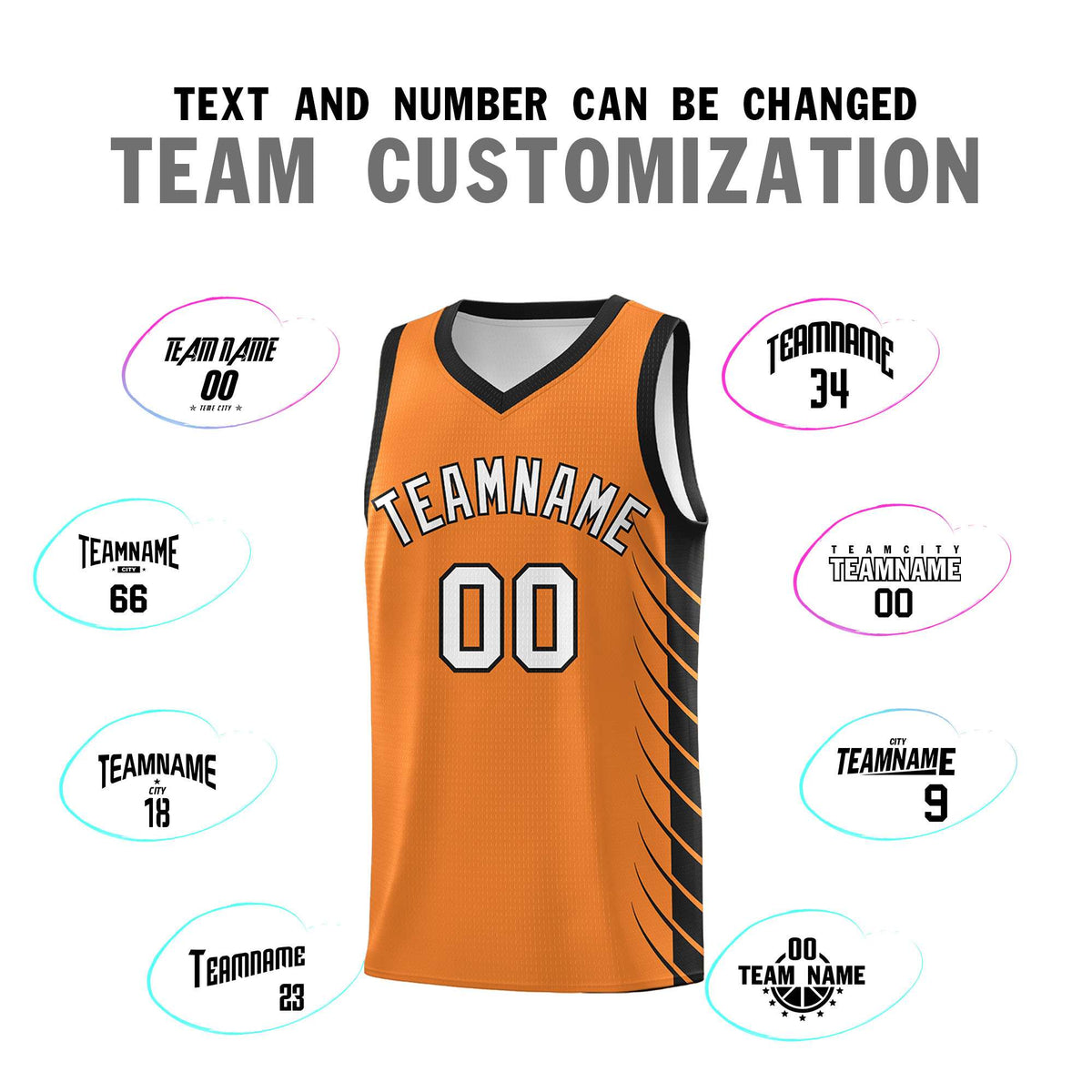 Custom Gold Orange Black Personalized Side Symmetrical Line Pattern Sports Uniform Basketball Jersey