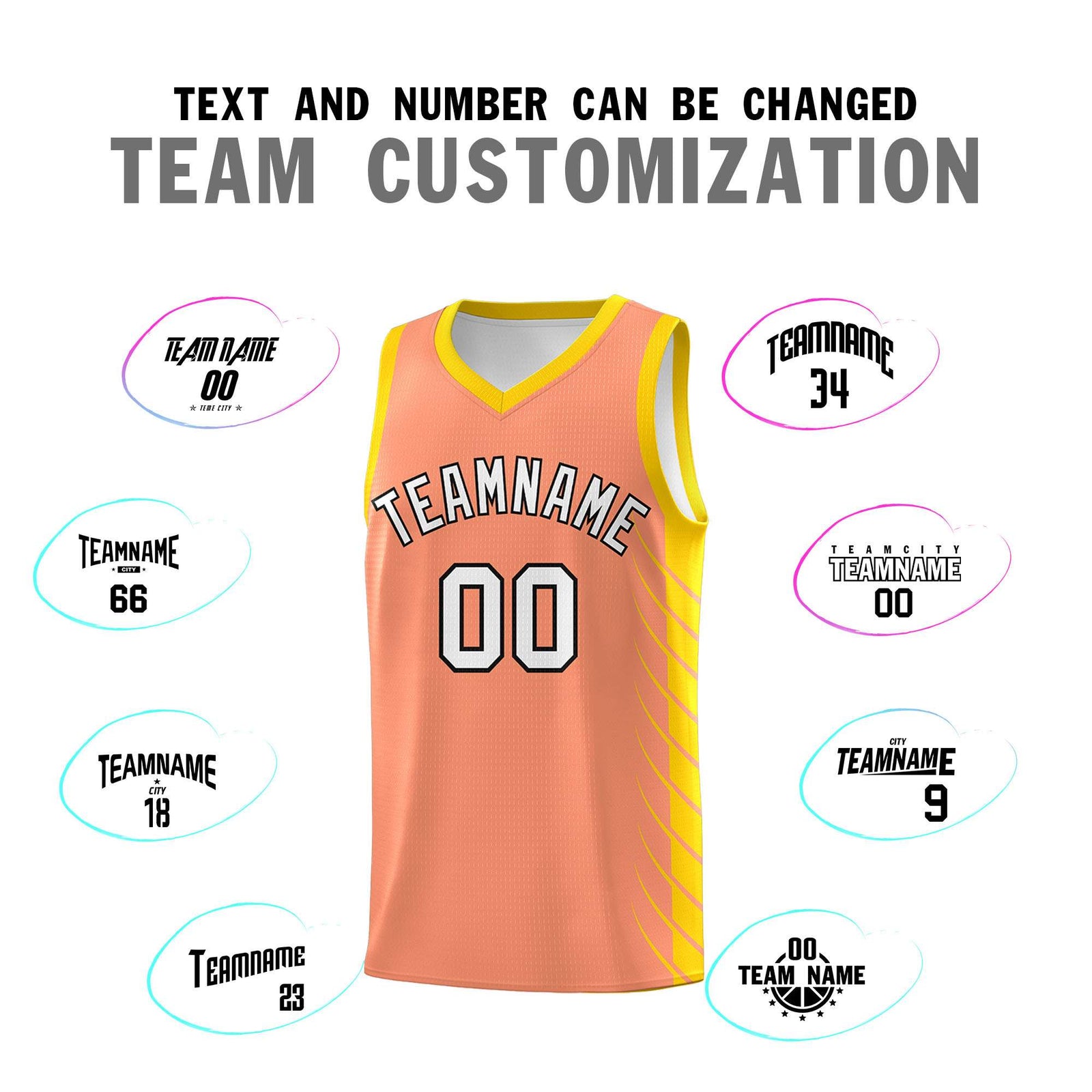 Custom Light Orange Gold Personalized Side Symmetrical Line Pattern Sports Uniform Basketball Jersey