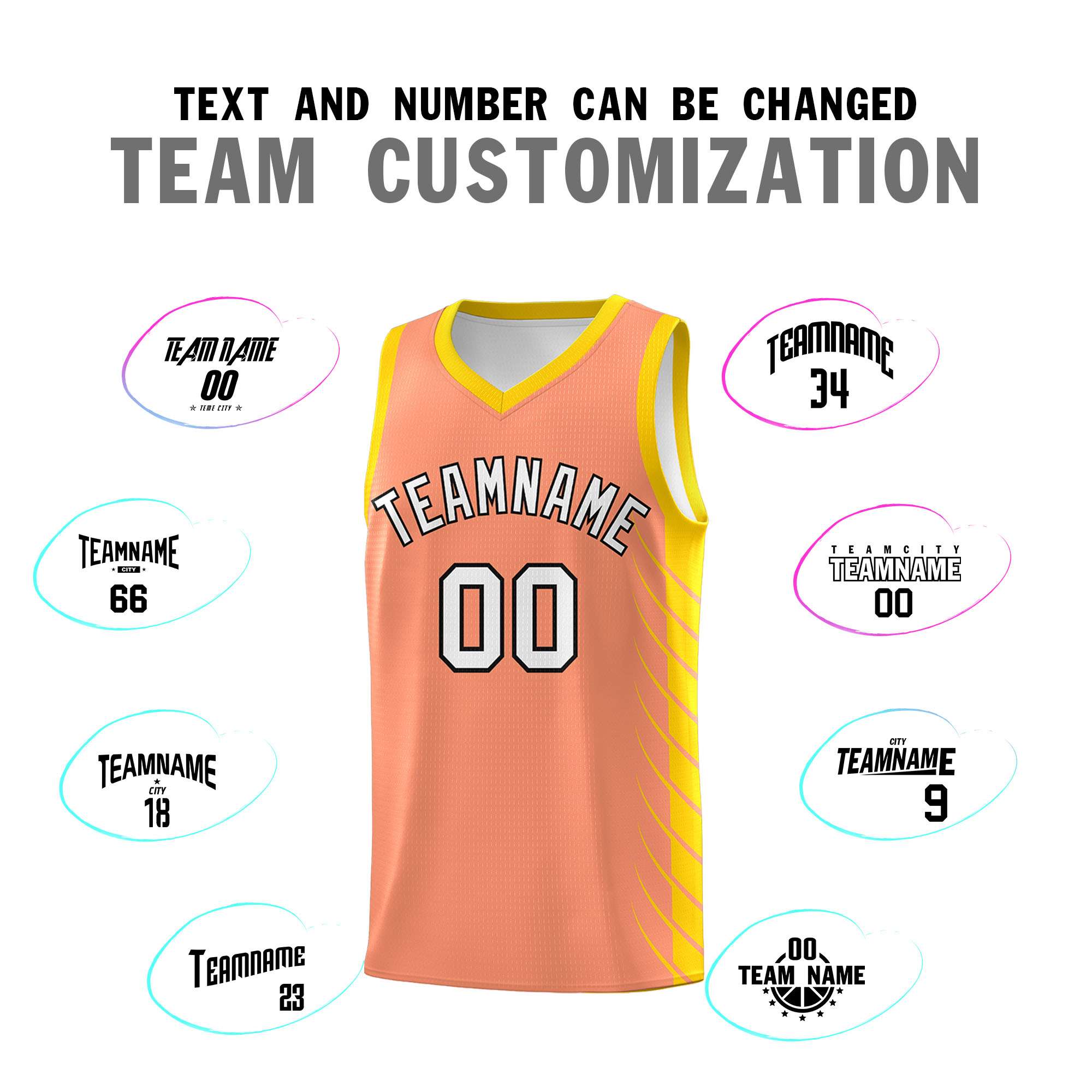 Custom Light Orange Gold Personalized Side Symmetrical Line Pattern Sports Uniform Basketball Jersey