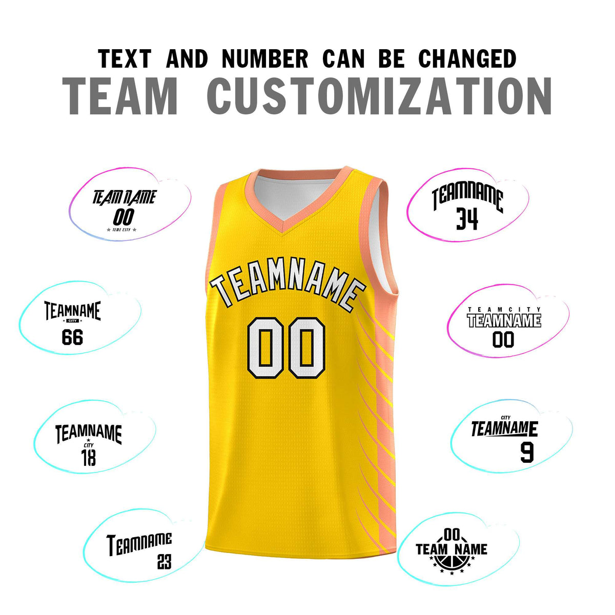 Custom Gold Light Orange Personalized Side Symmetrical Line Pattern Sports Uniform Basketball Jersey
