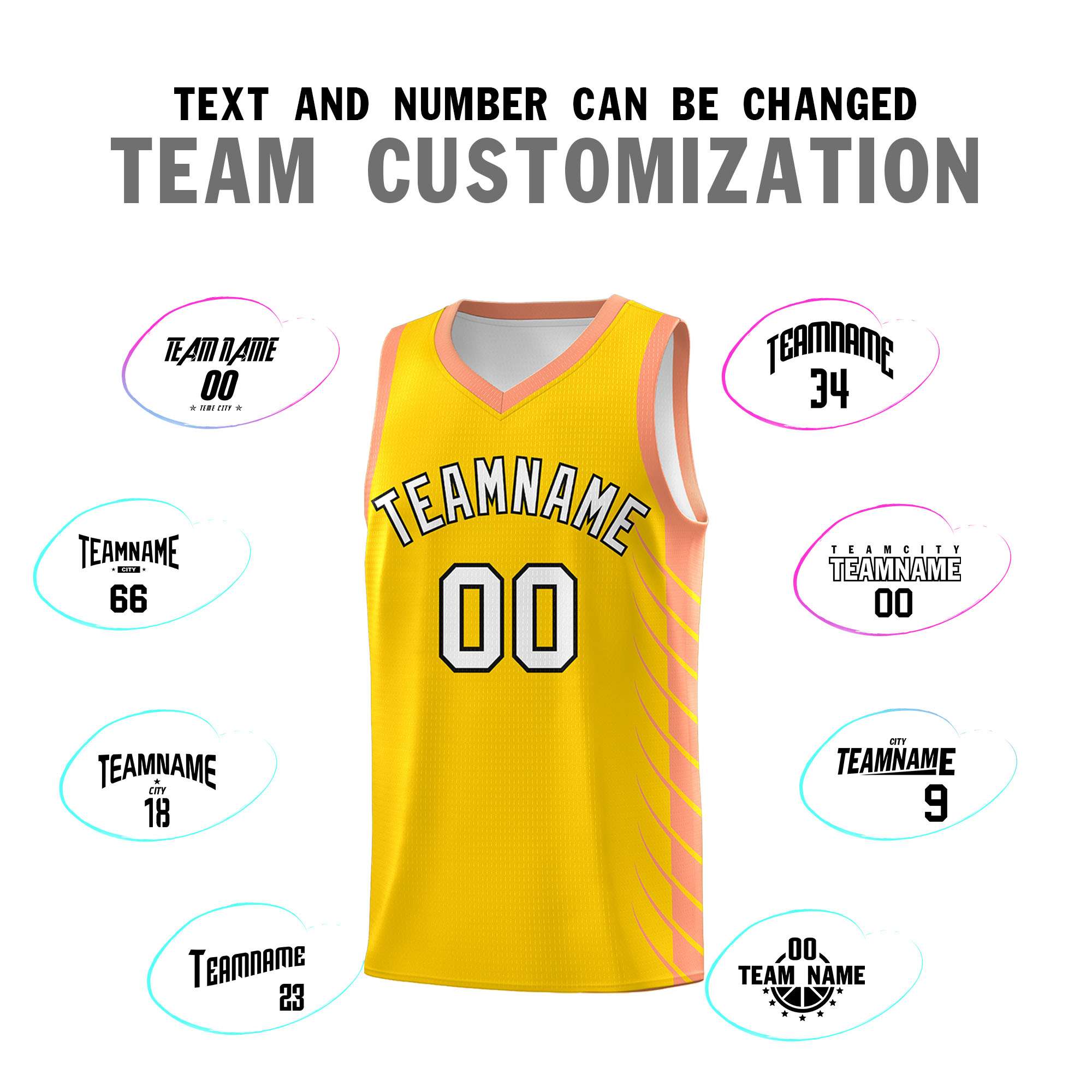Custom Gold Light Orange Personalized Side Symmetrical Line Pattern Sports Uniform Basketball Jersey
