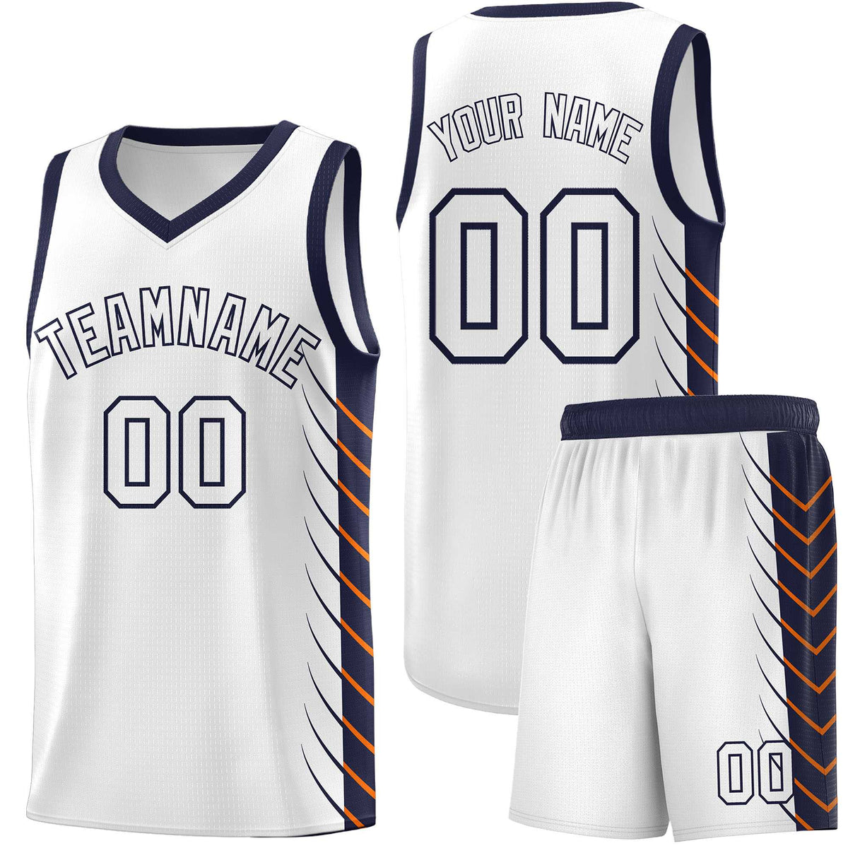 Custom White Navy Personalized Side Symmetrical Line Pattern Sports Uniform Basketball Jersey
