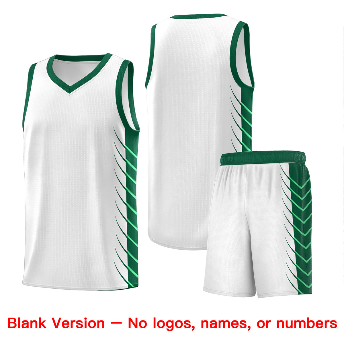 Custom White Kelly Green Personalized Side Symmetrical Line Pattern Sports Uniform Basketball Jersey