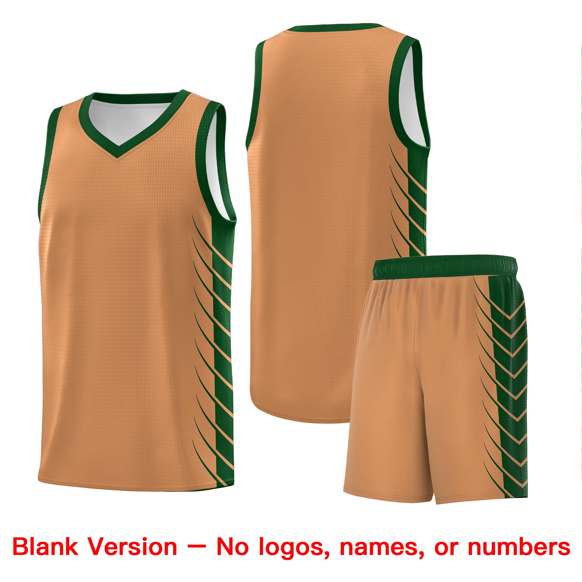 Custom Buckskin Brown Green Personalized Side Symmetrical Line Pattern Sports Uniform Basketball Jersey