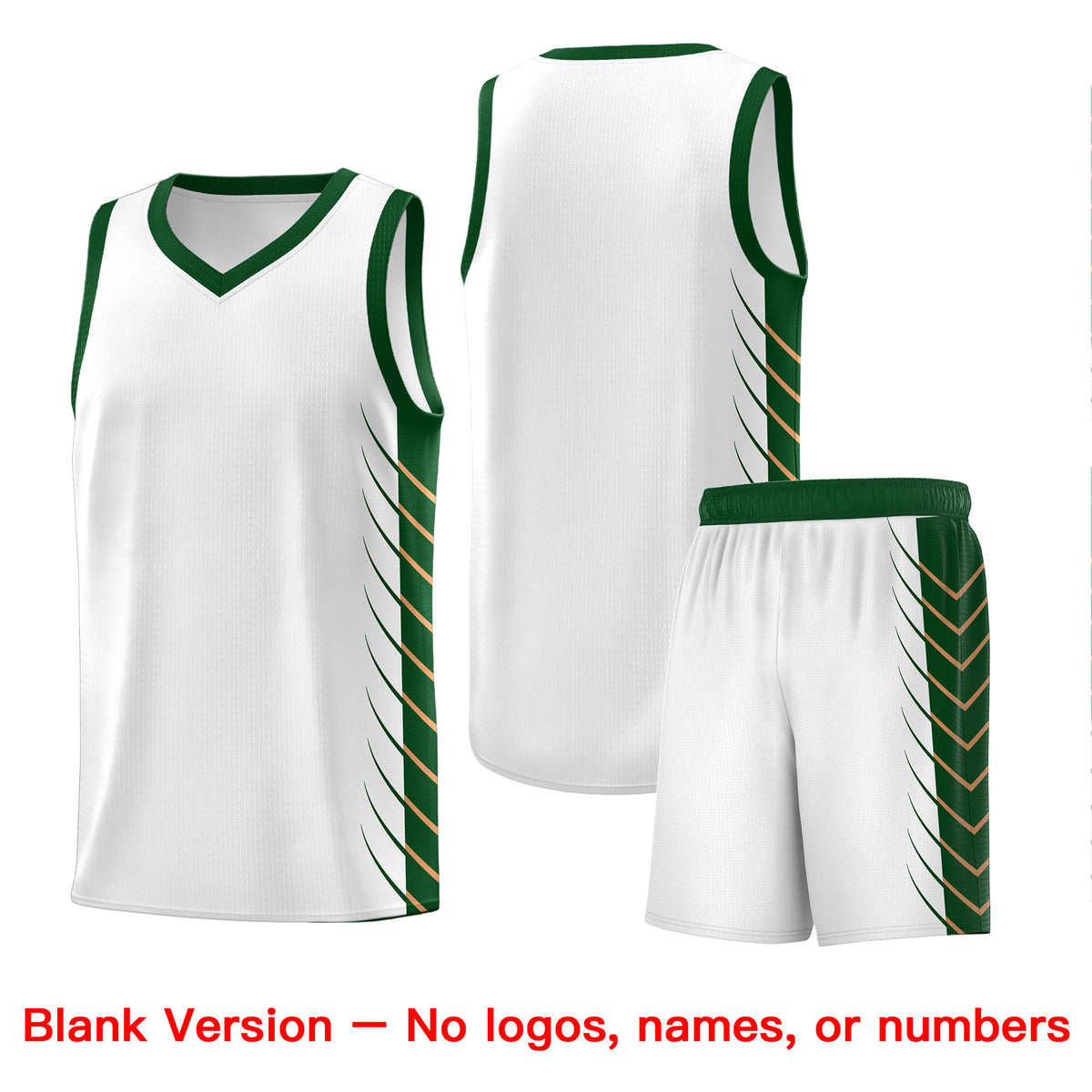 Custom White Green Personalized Side Symmetrical Line Pattern Sports Uniform Basketball Jersey