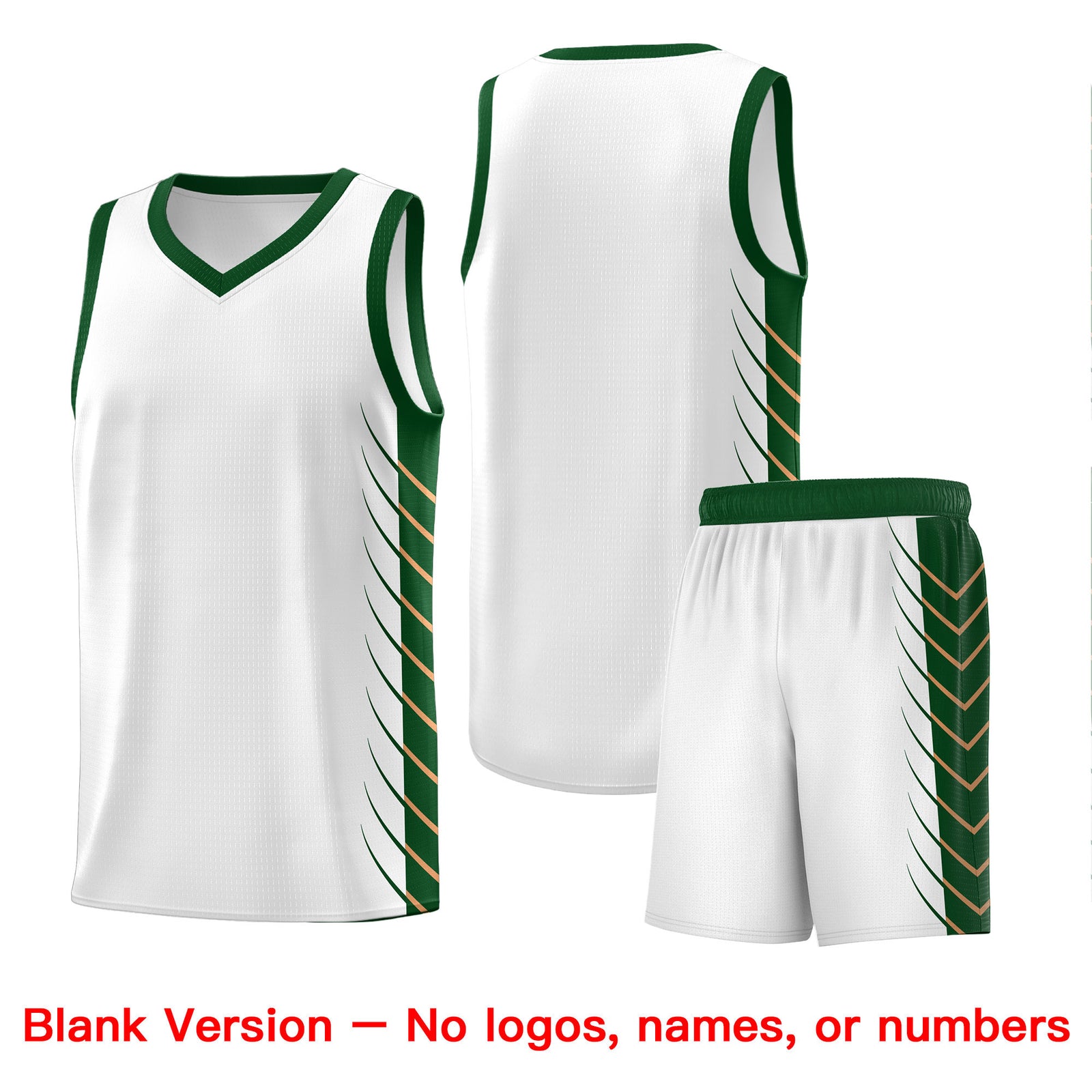 Custom White Green Personalized Side Symmetrical Line Pattern Sports Uniform Basketball Jersey