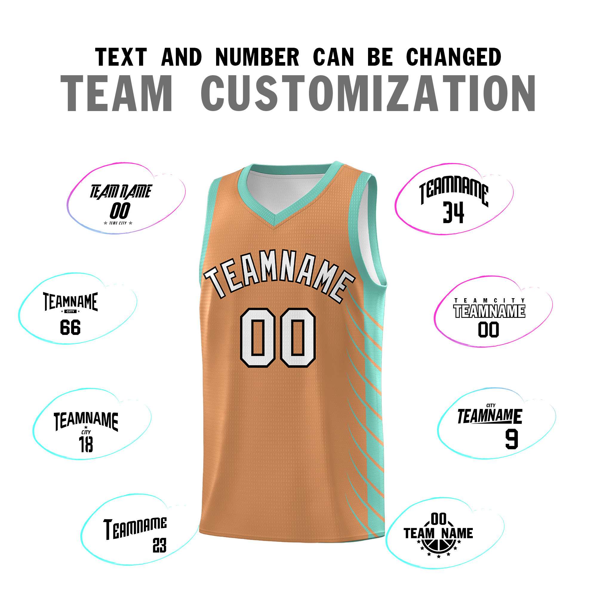 Custom Buckskin Brown Bright Green Personalized Side Symmetrical Line Pattern Sports Uniform Basketball Jersey