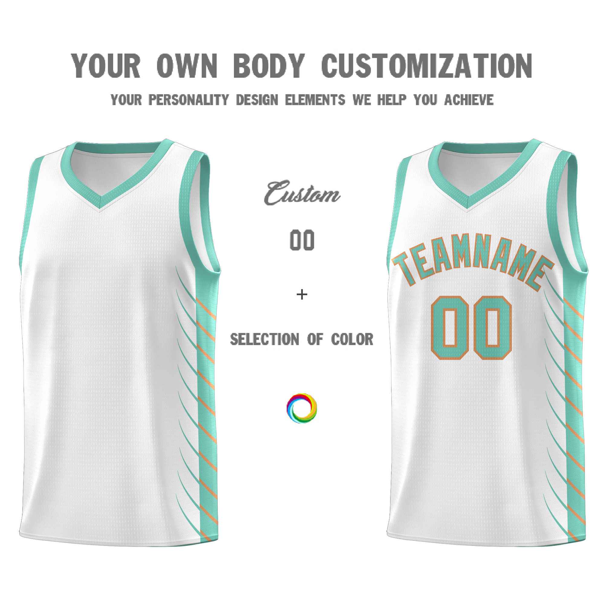 Custom White Bright Green Personalized Side Symmetrical Line Pattern Sports Uniform Basketball Jersey