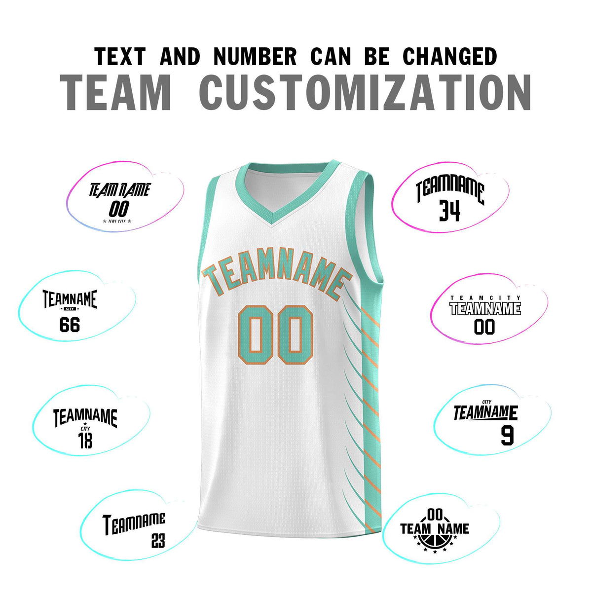Custom White Bright Green Personalized Side Symmetrical Line Pattern Sports Uniform Basketball Jersey