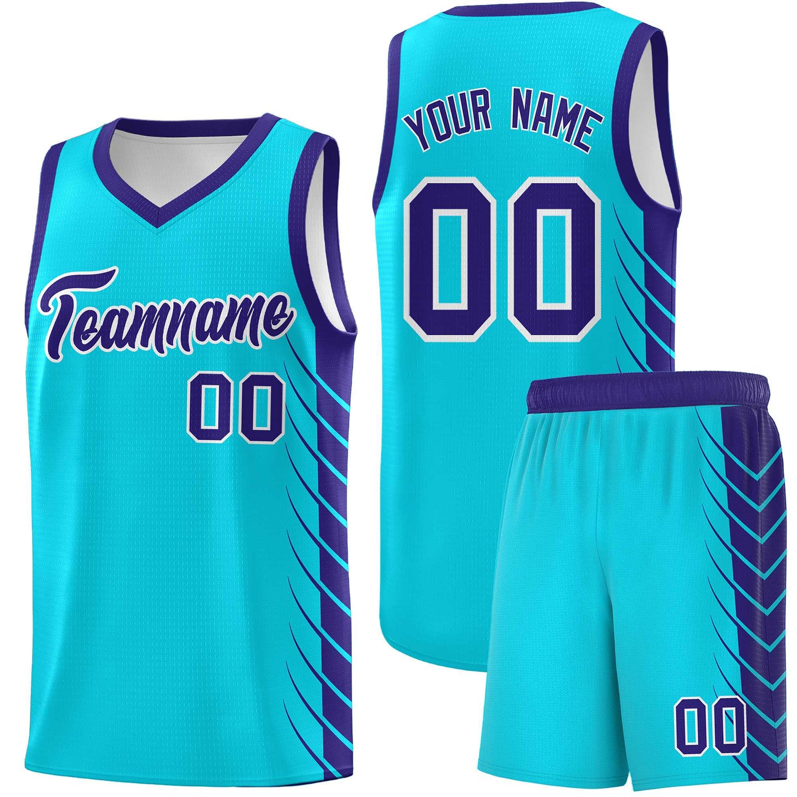 Custom Sky Blue Royal Personalized Side Symmetrical Line Pattern Sports Uniform Basketball Jersey
