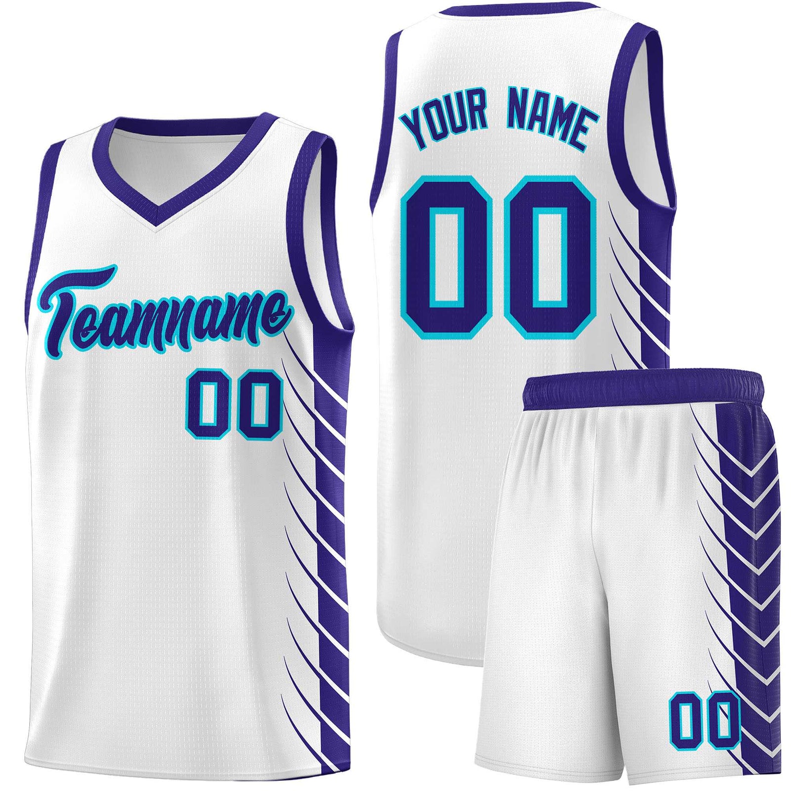 Custom White Royal Personalized Side Symmetrical Line Pattern Sports Uniform Basketball Jersey