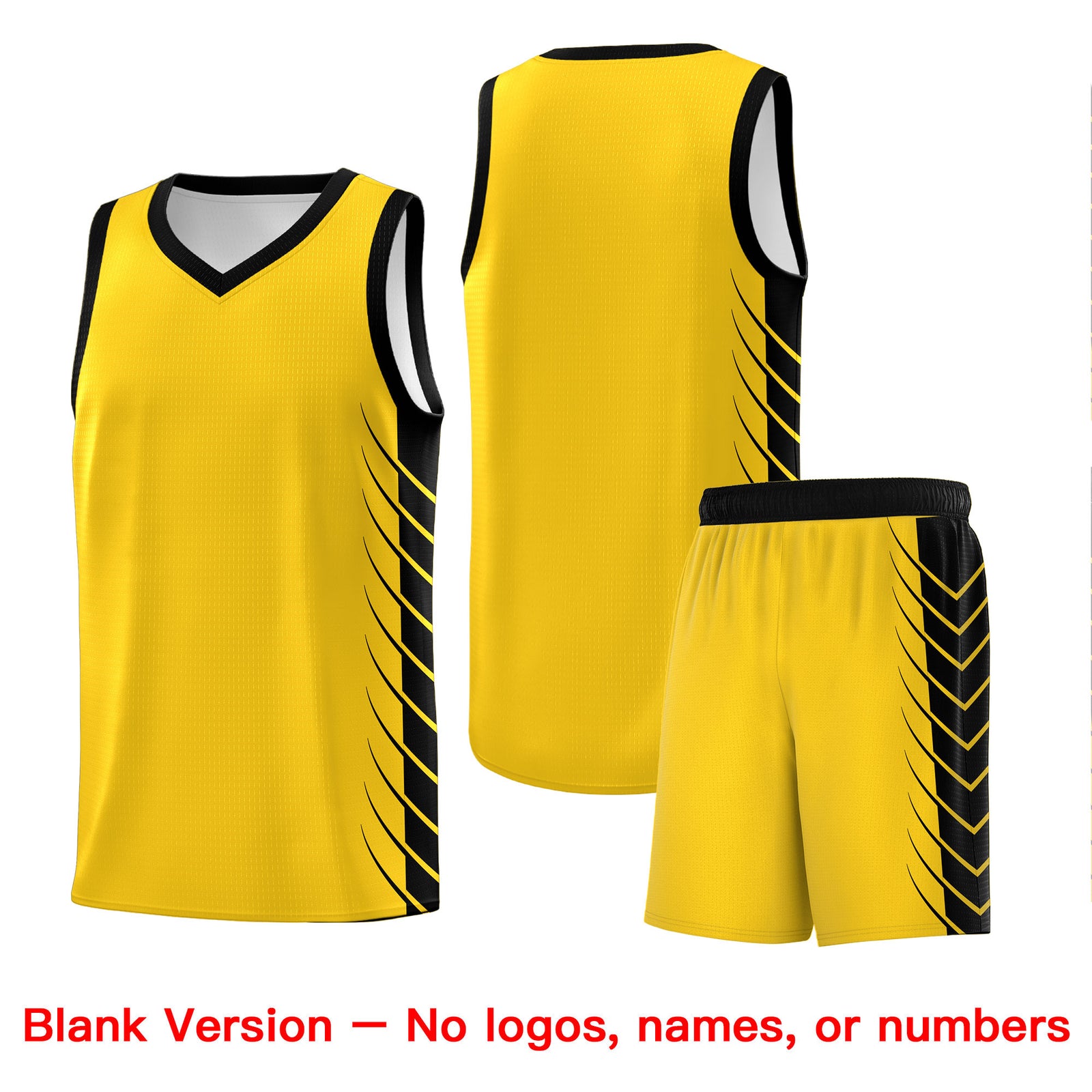 Custom Gold Black Personalized Side Symmetrical Line Pattern Sports Uniform Basketball Jersey