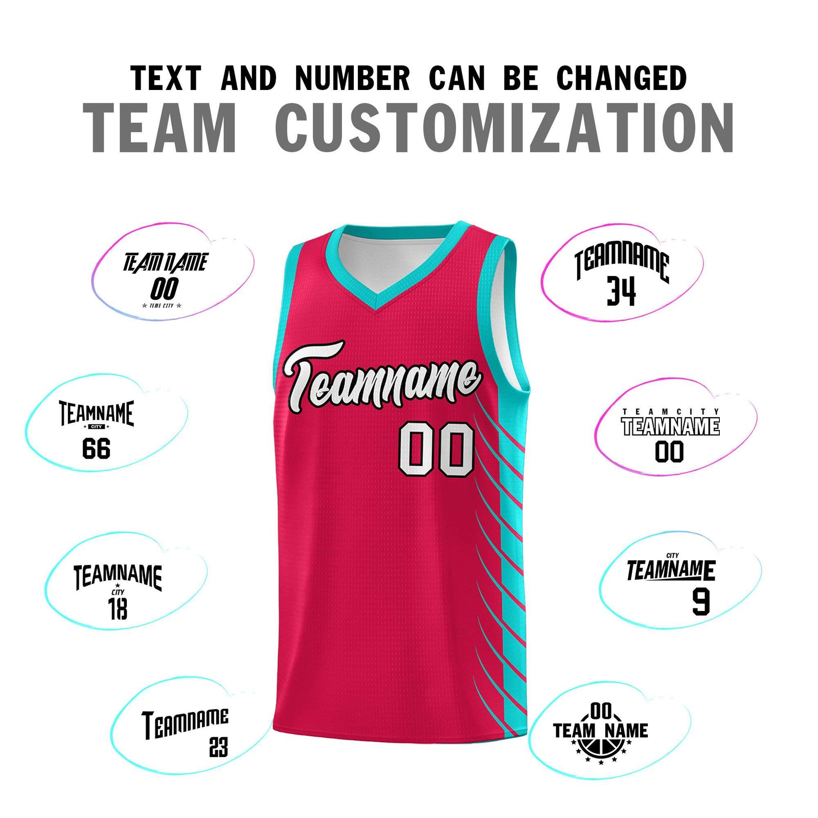 Custom Red Aqua Personalized Side Symmetrical Line Pattern Sports Uniform Basketball Jersey