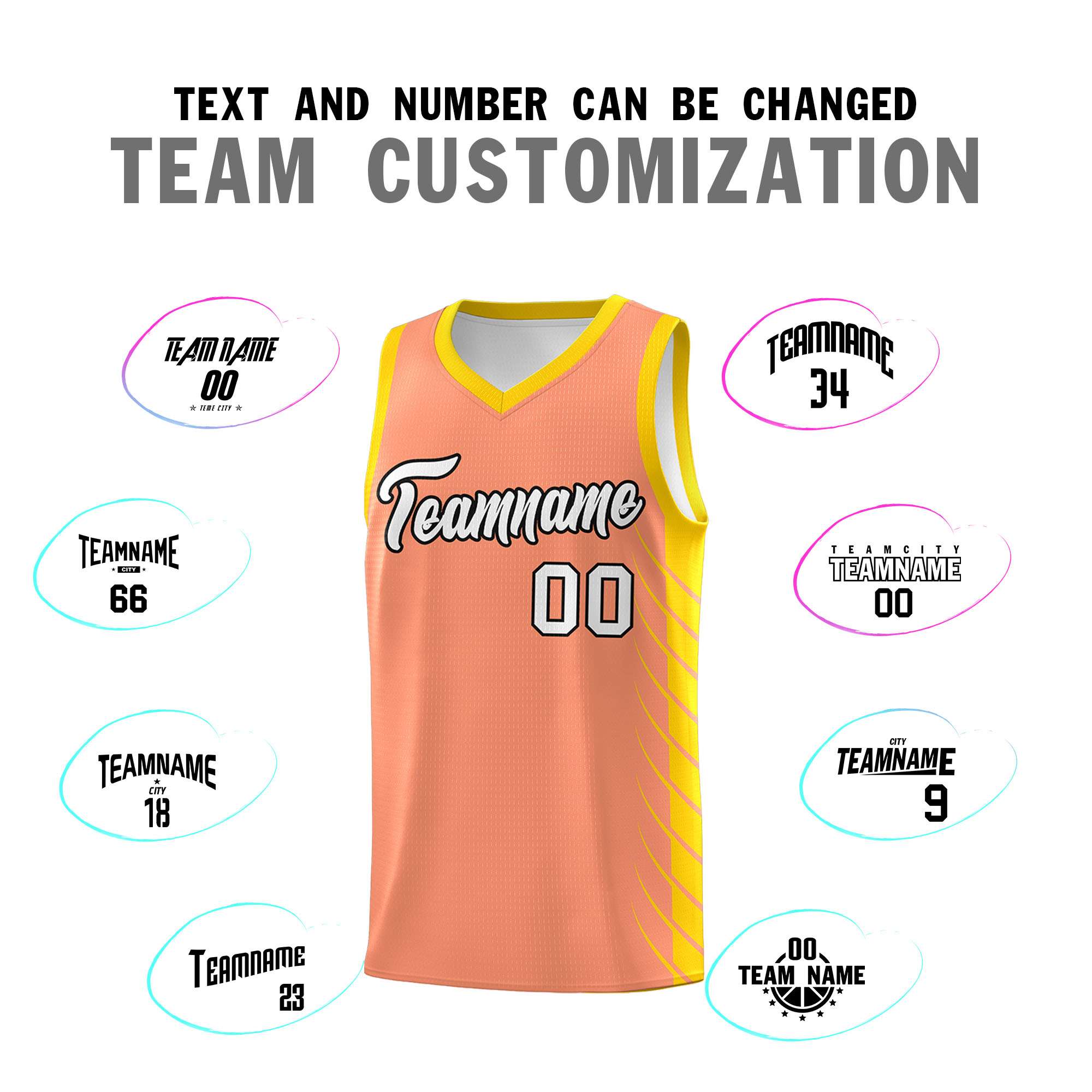 Custom Light Orange Gold Personalized Side Symmetrical Line Pattern Sports Uniform Basketball Jersey