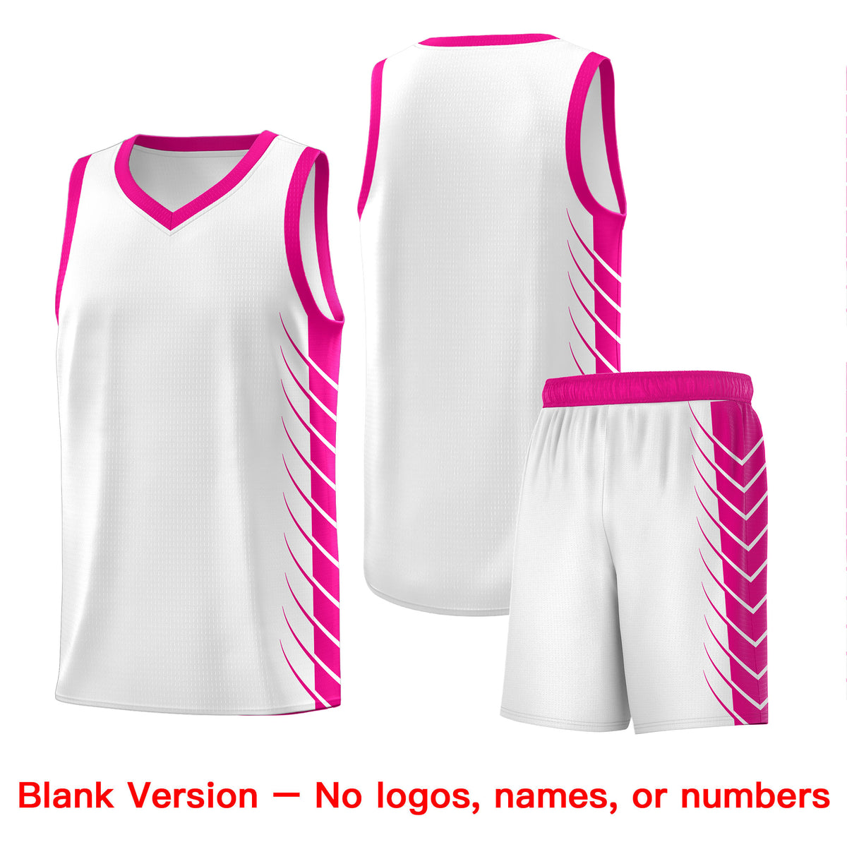 Custom White Pink Personalized Side Symmetrical Line Pattern Sports Uniform Basketball Jersey
