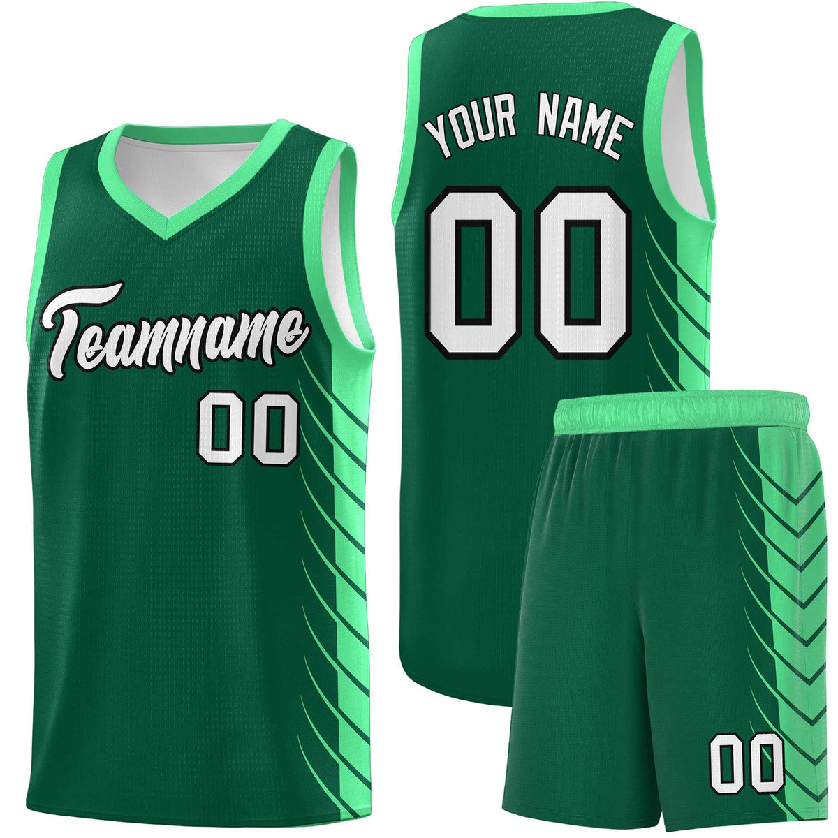 Custom Kelly Green Green Personalized Side Symmetrical Line Pattern Sports Uniform Basketball Jersey