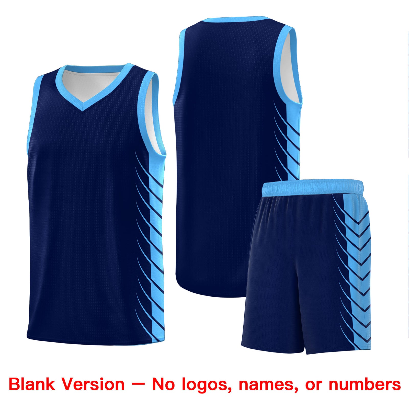 Custom Navy Powder Blue Personalized Side Symmetrical Line Pattern Sports Uniform Basketball Jersey