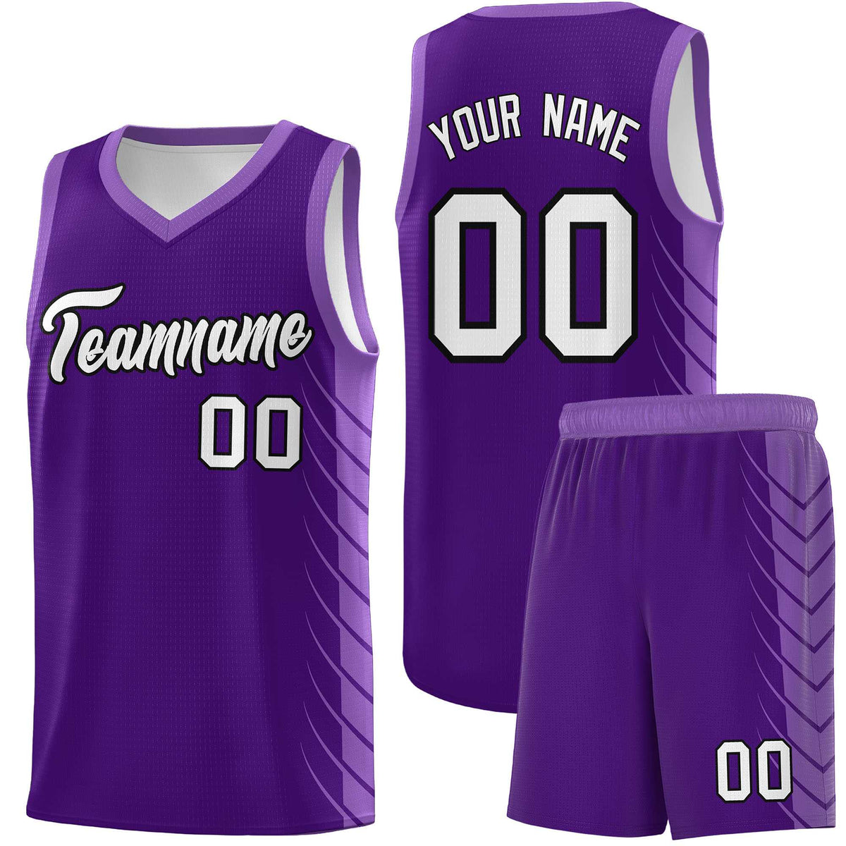 Custom Purple Light Purple Personalized Side Symmetrical Line Pattern Sports Uniform Basketball Jersey