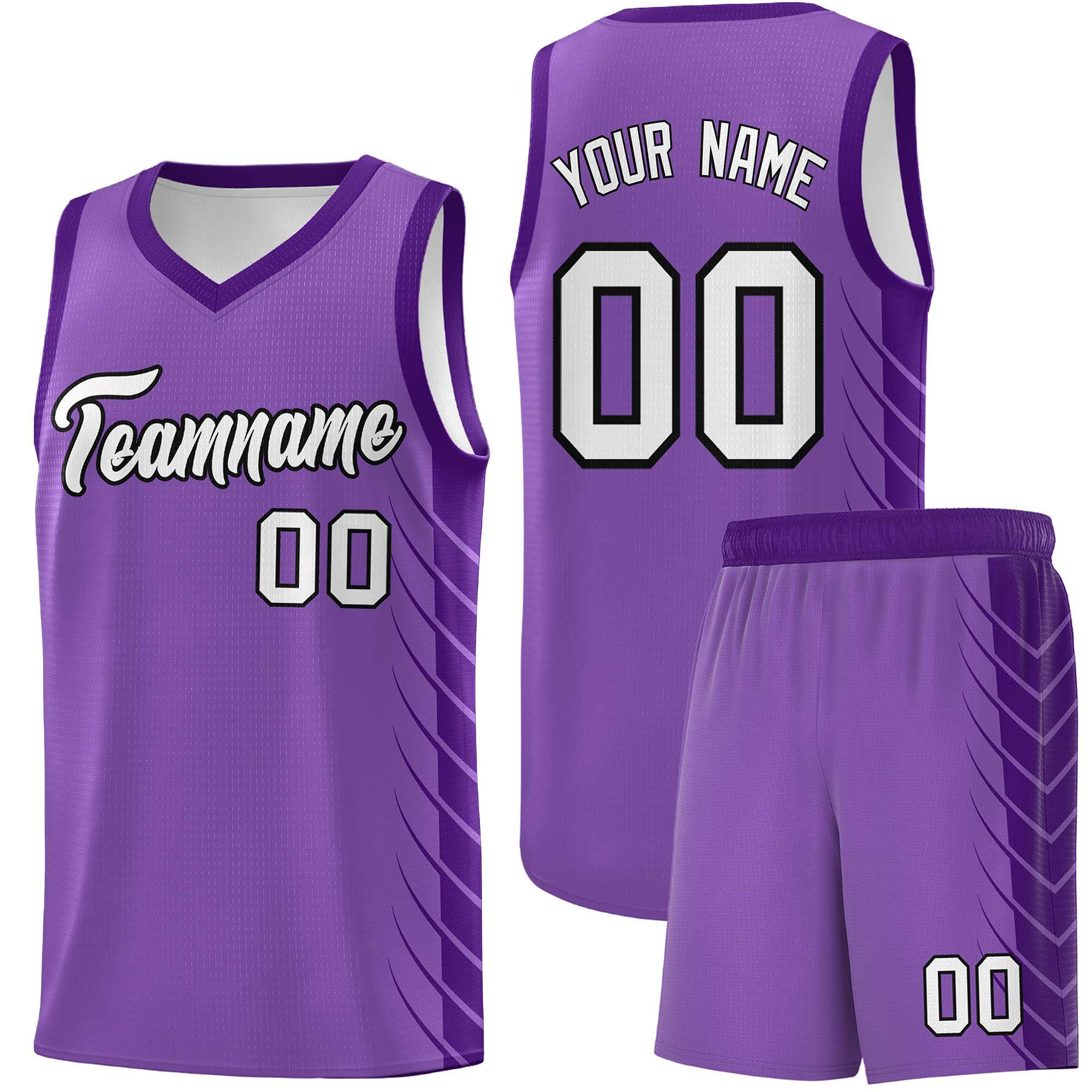Custom Light Purple Purple Personalized Side Symmetrical Line Pattern Sports Uniform Basketball Jersey