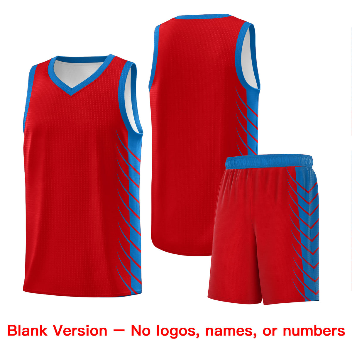 Custom Red Royal Personalized Side Symmetrical Line Pattern Sports Uniform Basketball Jersey