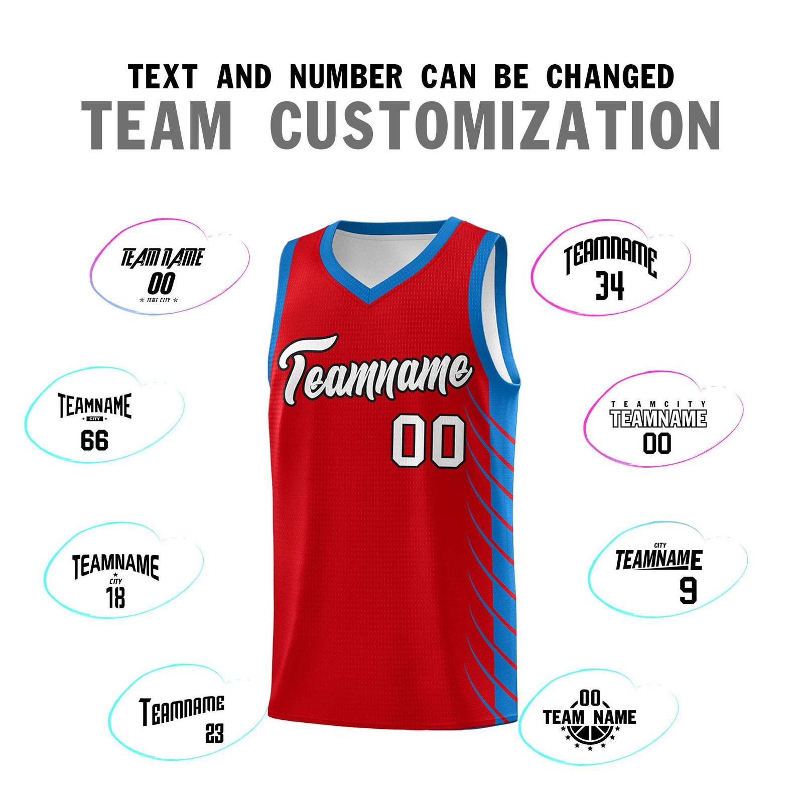 Custom Red Royal Personalized Side Symmetrical Line Pattern Sports Uniform Basketball Jersey