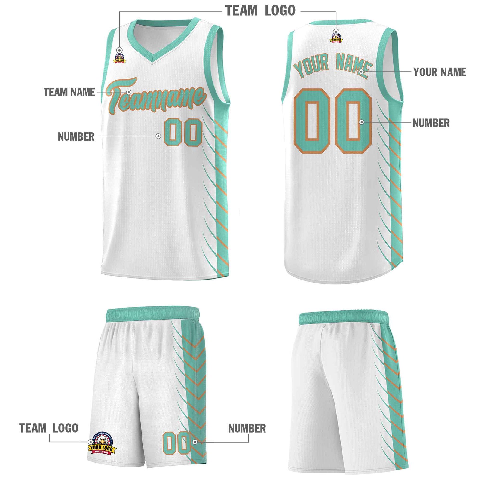 Custom White Bright Green Personalized Side Symmetrical Line Pattern Sports Uniform Basketball Jersey