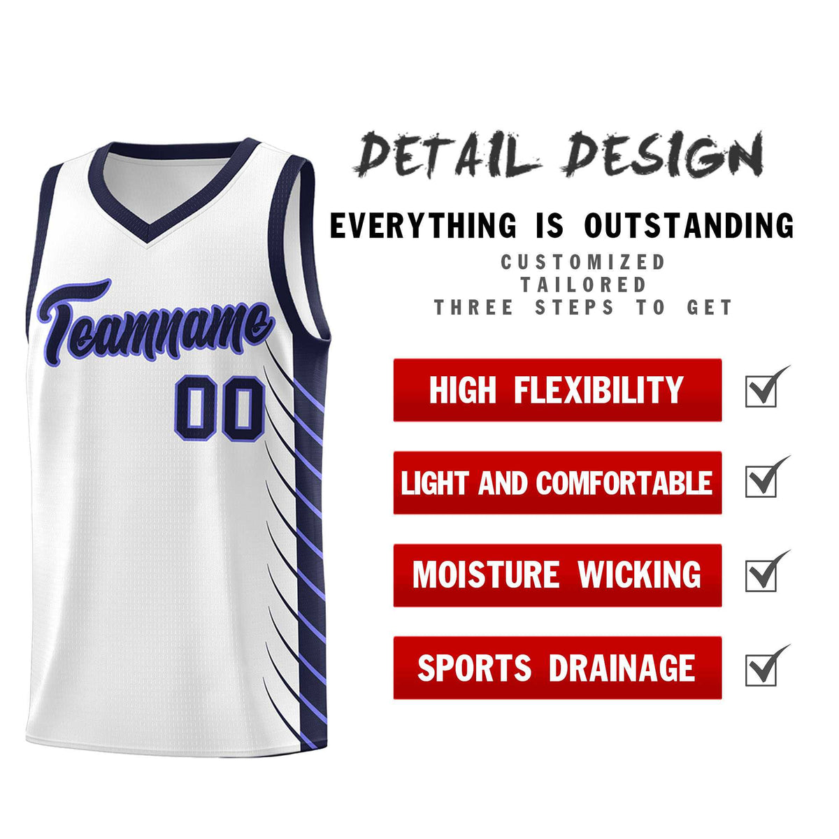 Custom Navy Navy Personalized Side Symmetrical Line Pattern Sports Uniform Basketball Jersey