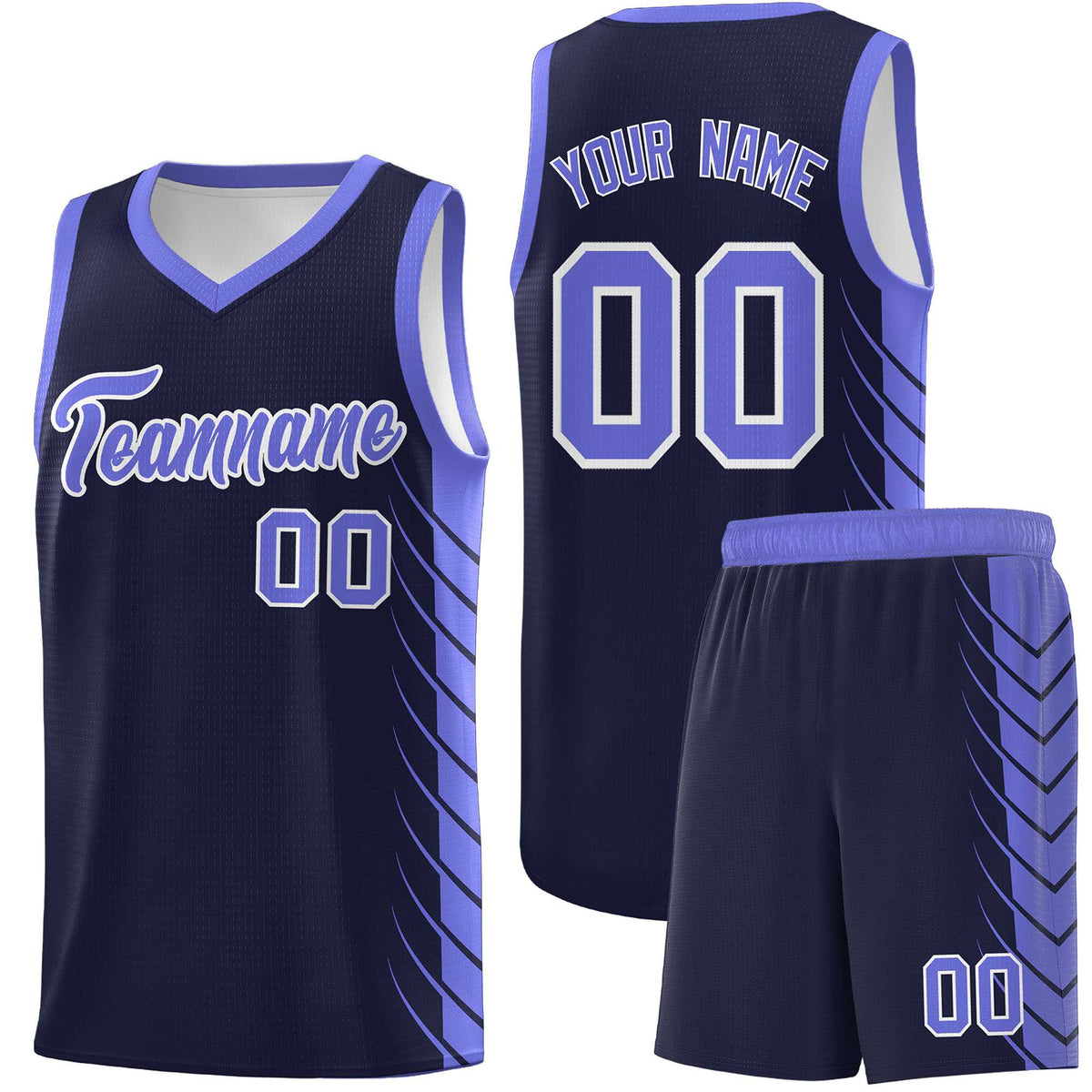 Custom Navy Purple Personalized Side Symmetrical Line Pattern Sports Uniform Basketball Jersey