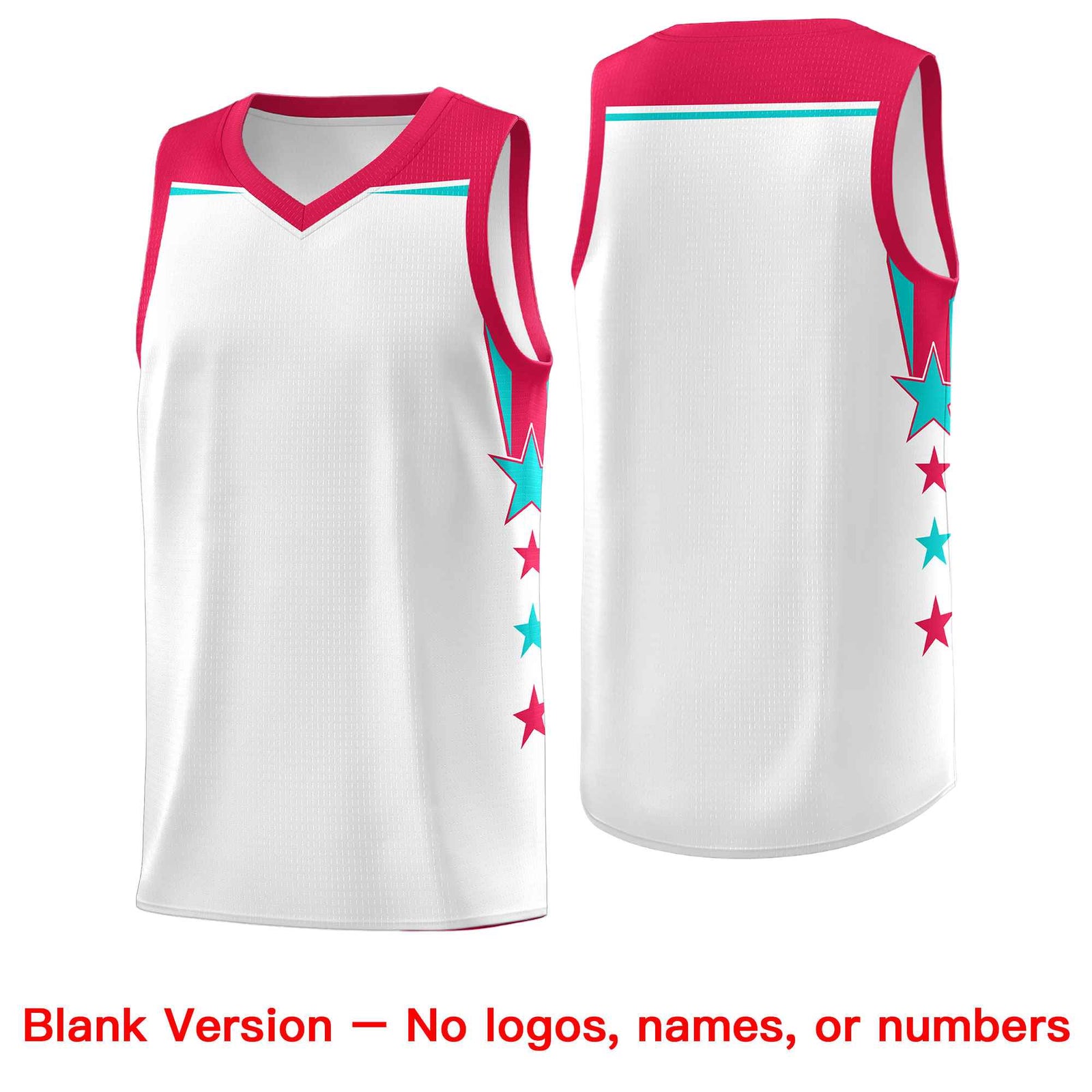 Custom Youth Basketball Uniform White Red Two Tone Side Star Color Block Team Jersey