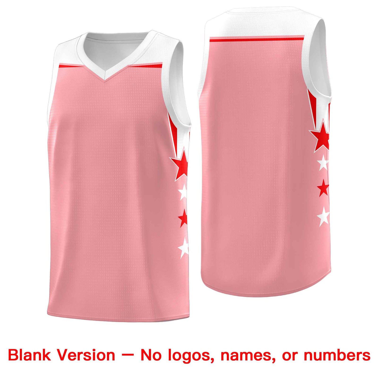 Custom Youth Basketball Uniform Light Pink White Two Tone Side Star Add Name Number & Logo