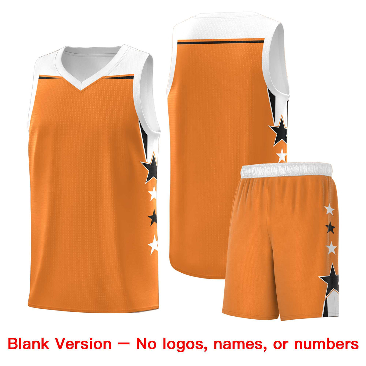 Custom Youth Basketball Uniform Gold Orange White Two Tone Side Star Add Name Number &amp; Logo