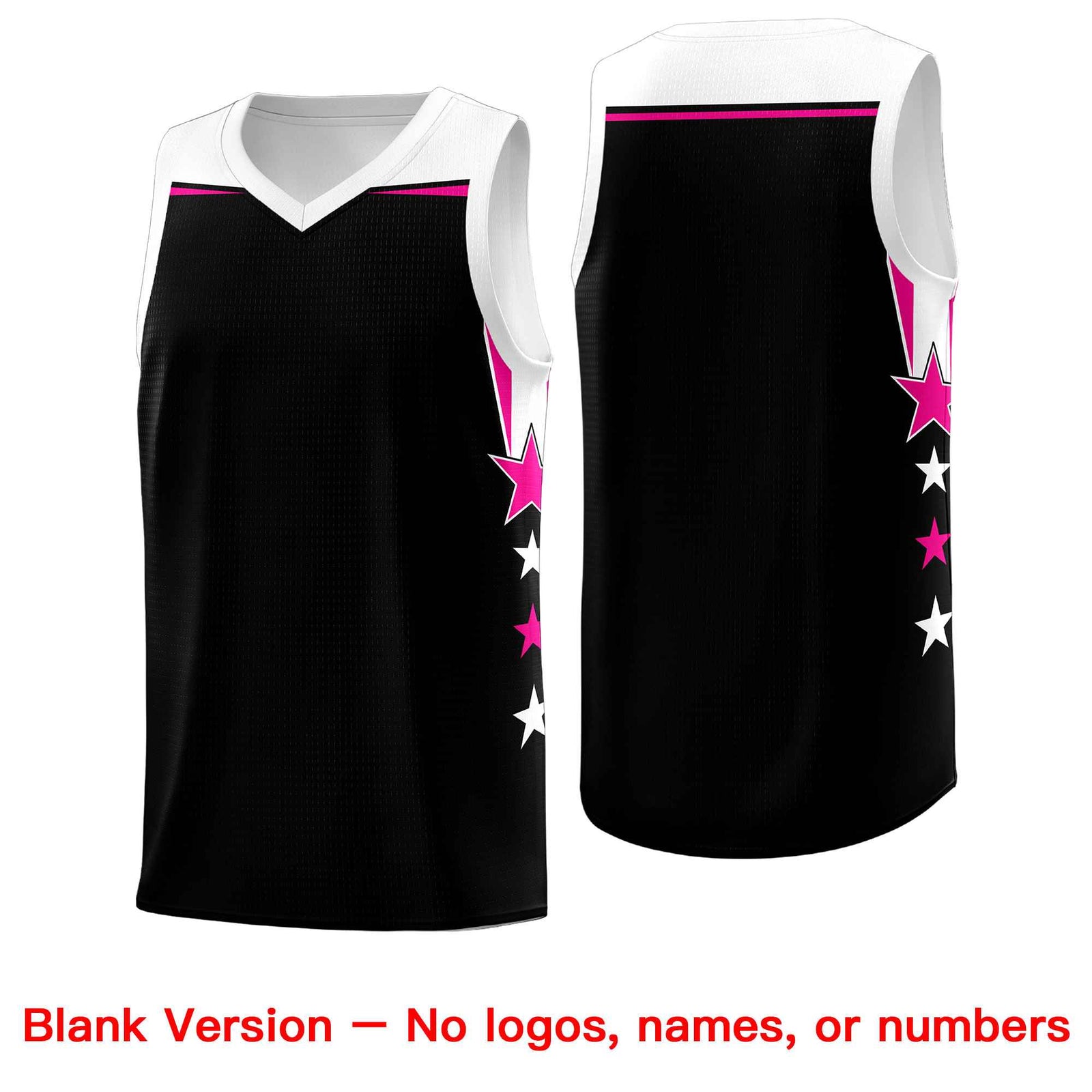 Custom Youth Basketball Uniform Black White Two Tone Side Star Personalized Team Jersey