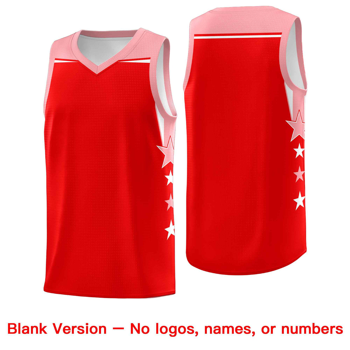 Custom Youth Basketball Uniform Light Red Light Pink Two Tone Side Star Personalized Team Jersey