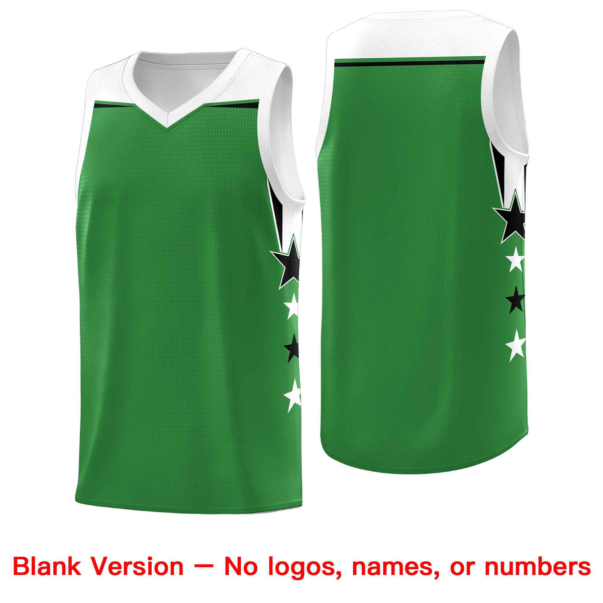Custom Youth Basketball Uniform Kelly Green White Two Tone Side Star Add Name Number &amp; Logo
