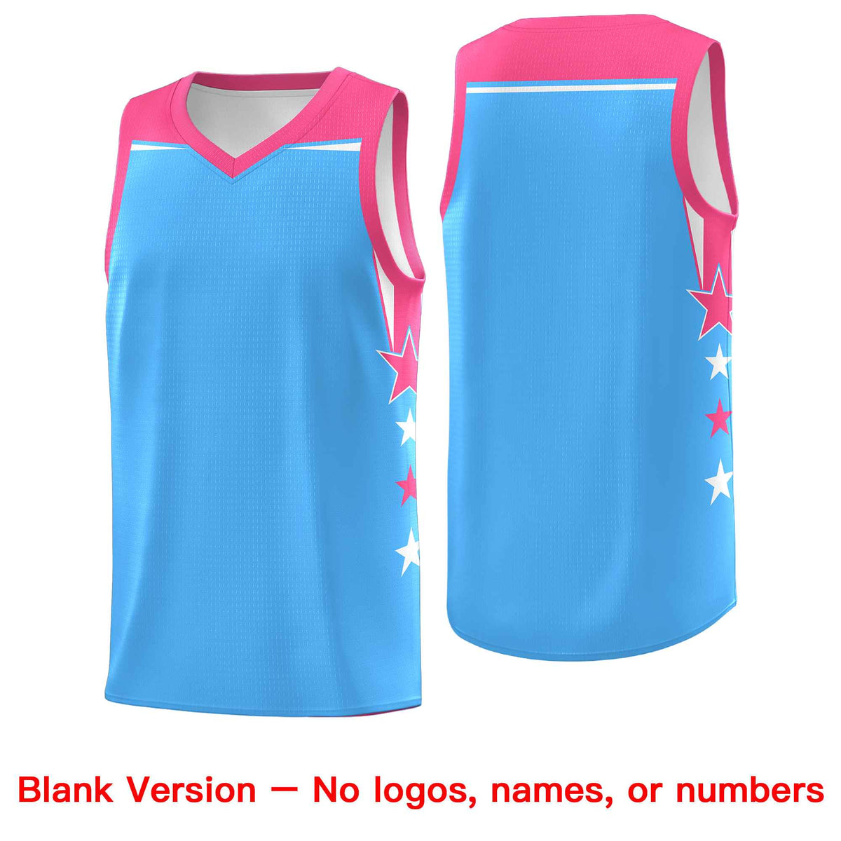 Custom Youth Basketball Uniform Powder Blue Pink Two Tone Side Star Color Block Team Jersey
