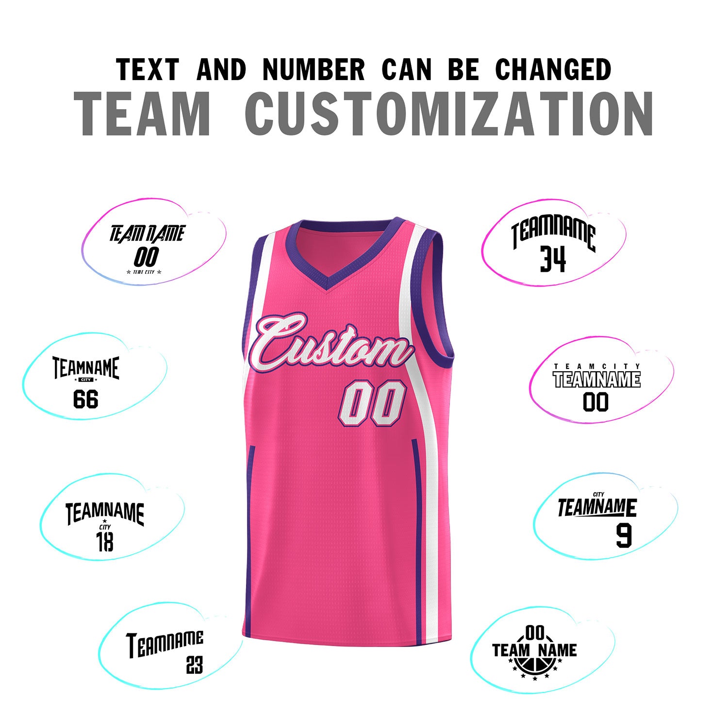 Custom Pink Purple-White Ribbon Pattern Basketball Kits