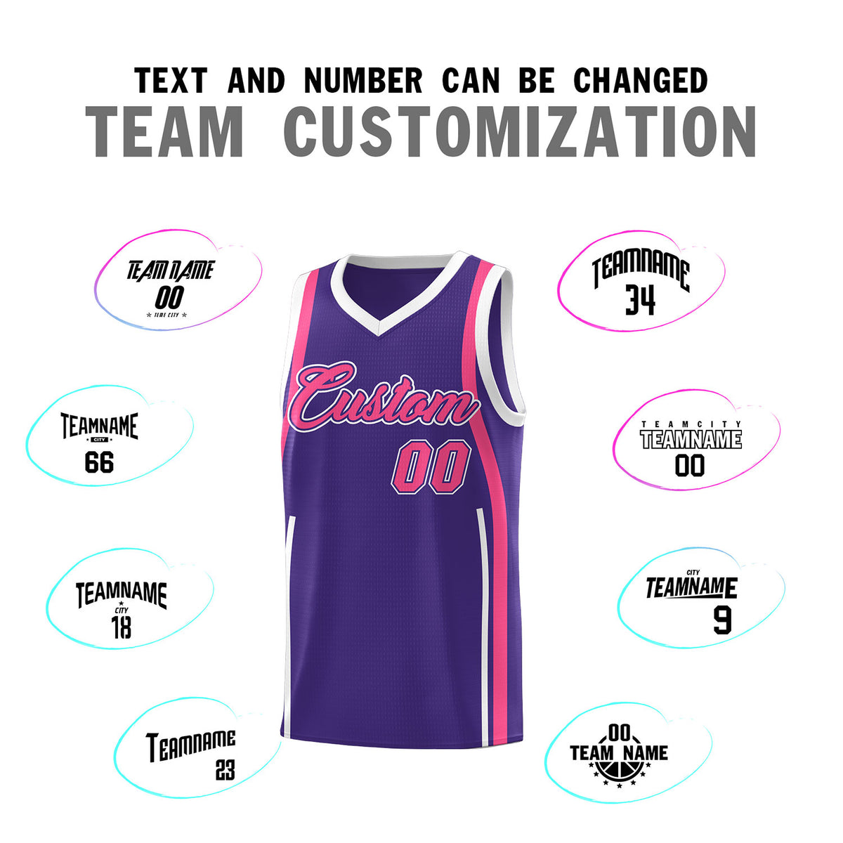 Custom Purple Pink-White Ribbon Pattern Basketball Kits