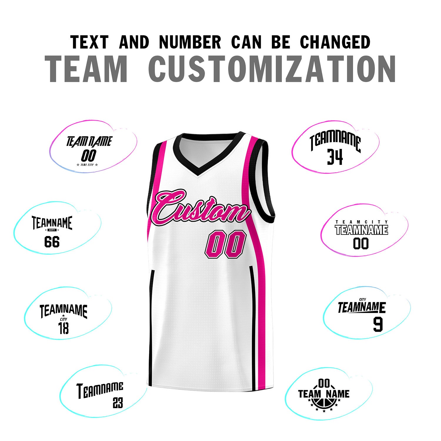 Custom White Pink-Black Ribbon Pattern Basketball Kits