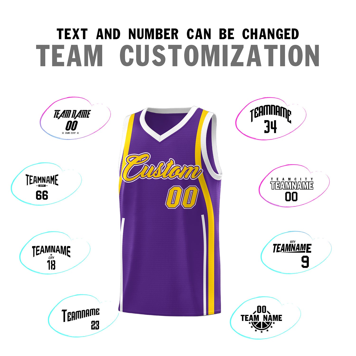 Custom Purple Gold-White Ribbon Pattern Basketball Kits
