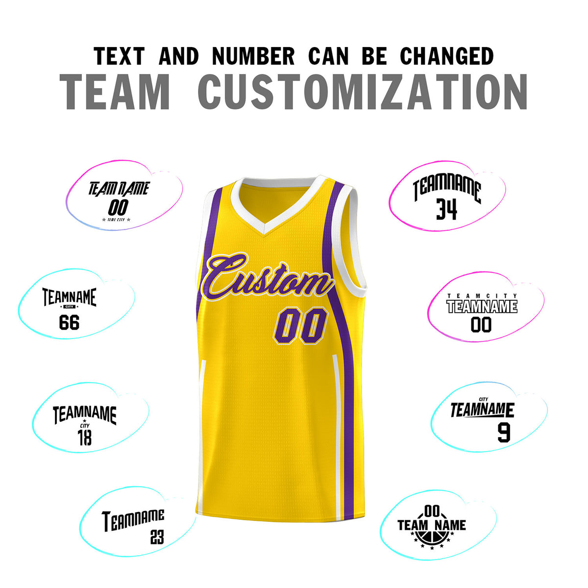 Custom Gold Purple-White Ribbon Pattern Basketball Kits