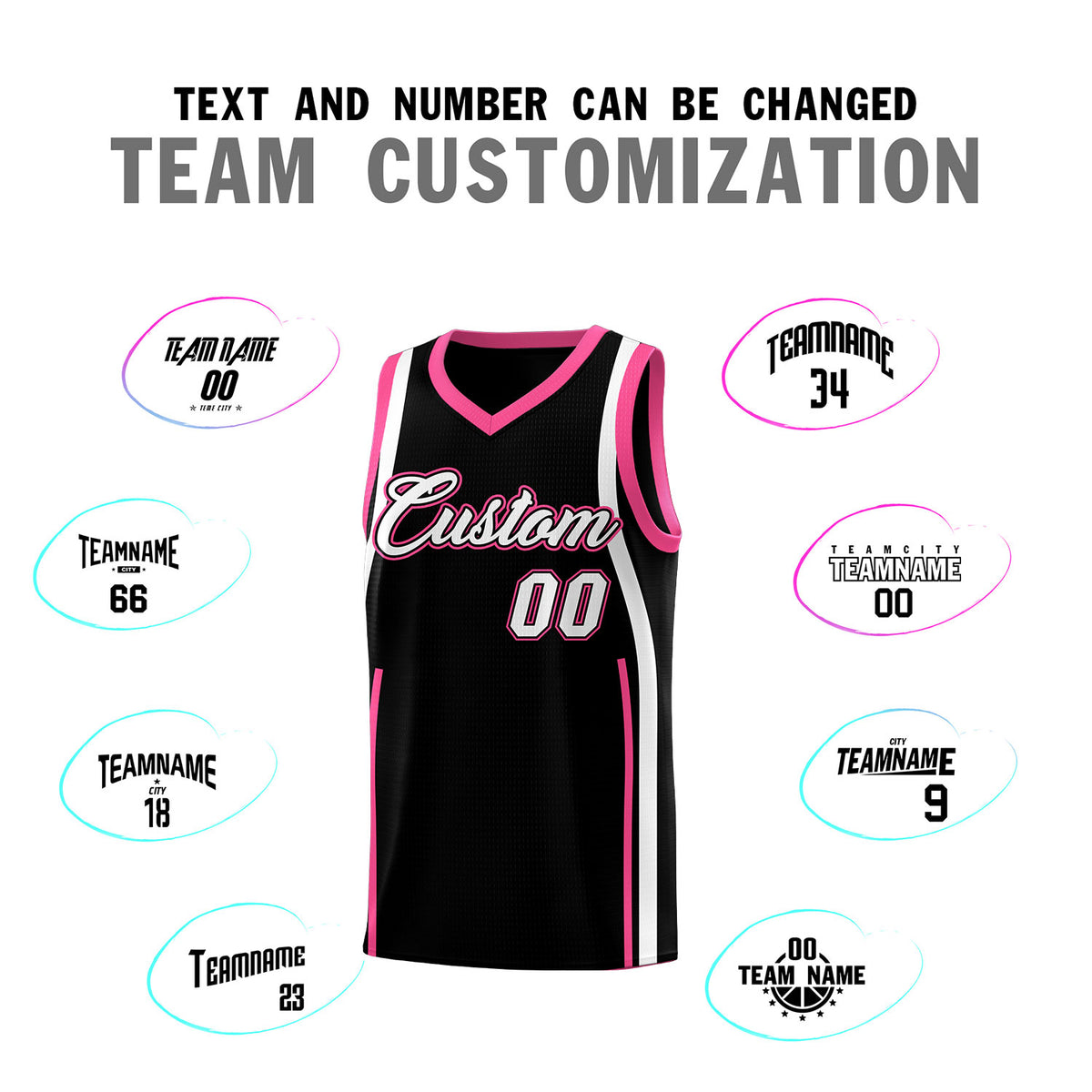 Custom Black Pink-White Ribbon Pattern Basketball Kits
