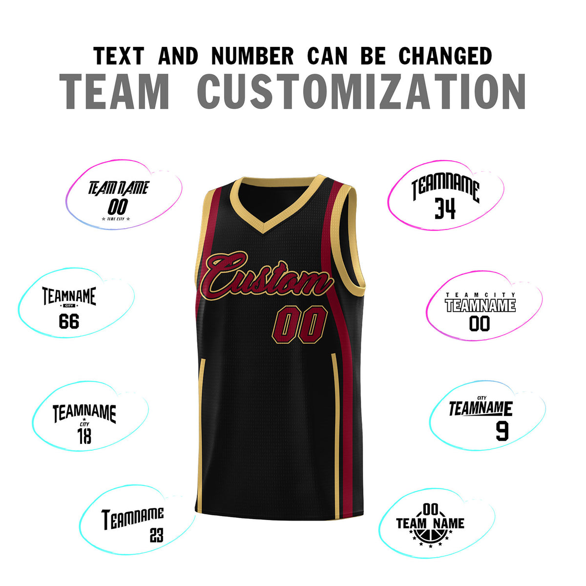 Custom Black Crimson-Old Gold Ribbon Pattern Basketball Kits