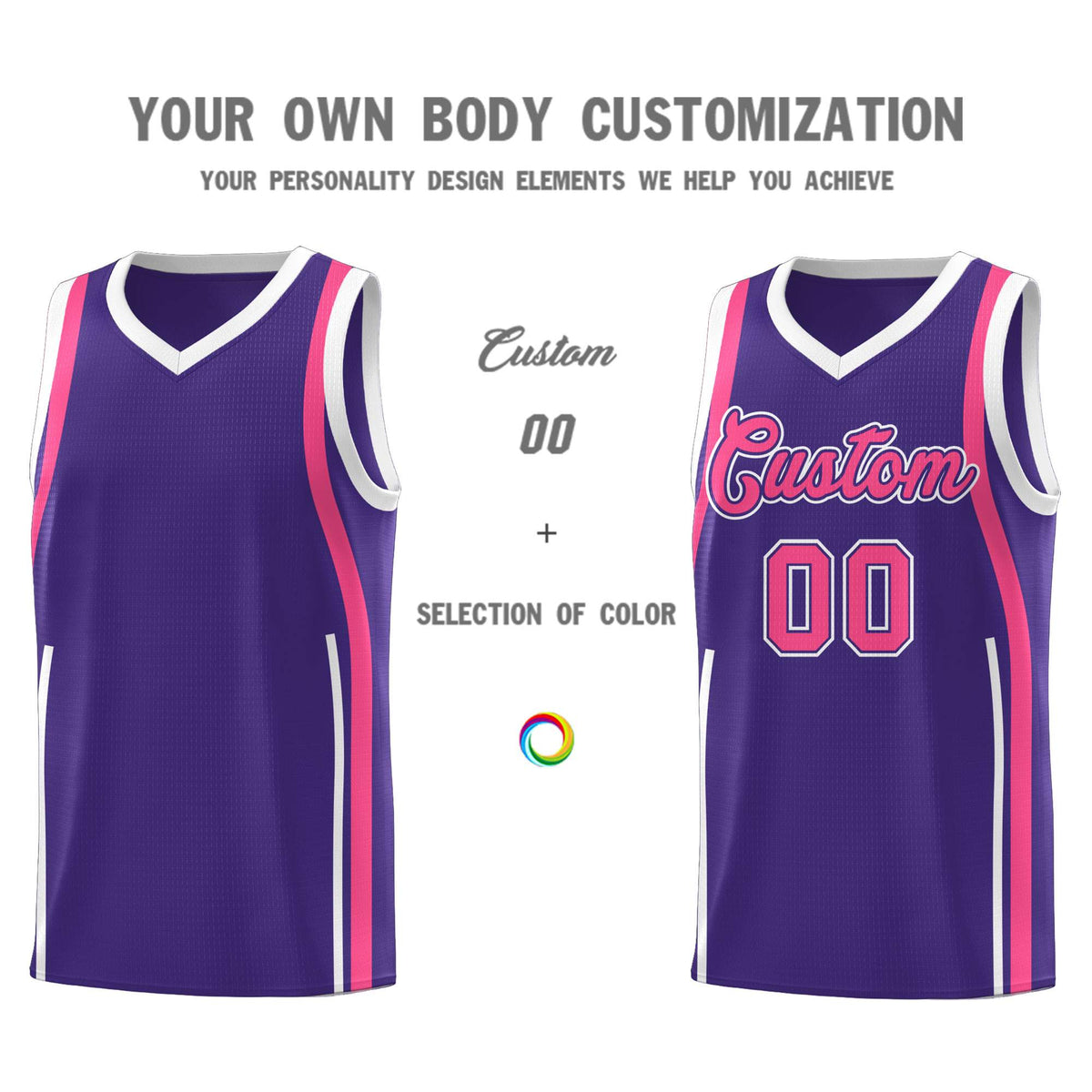 Custom Purple Pink AND White Basketball Jersey