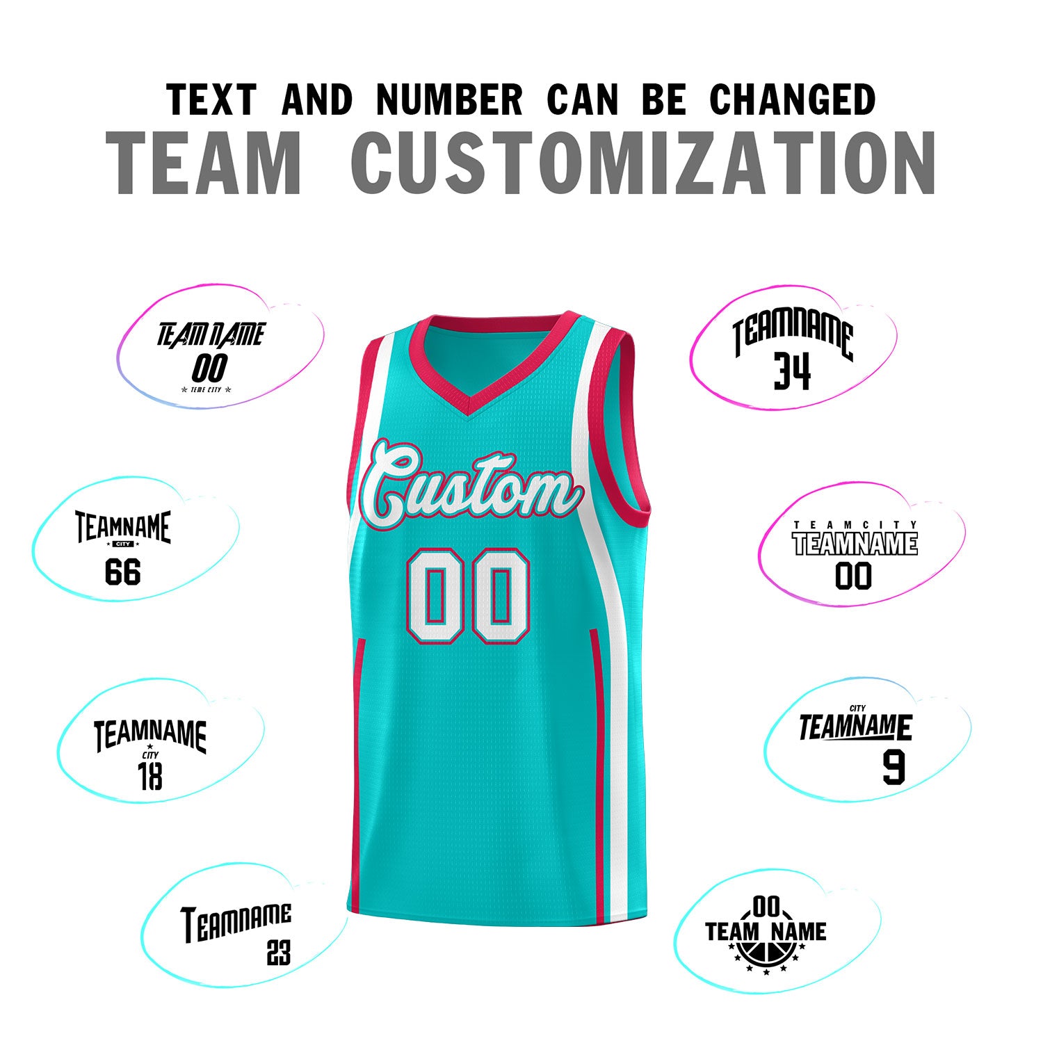 Custom Aqua Red AND White Basketball Jersey