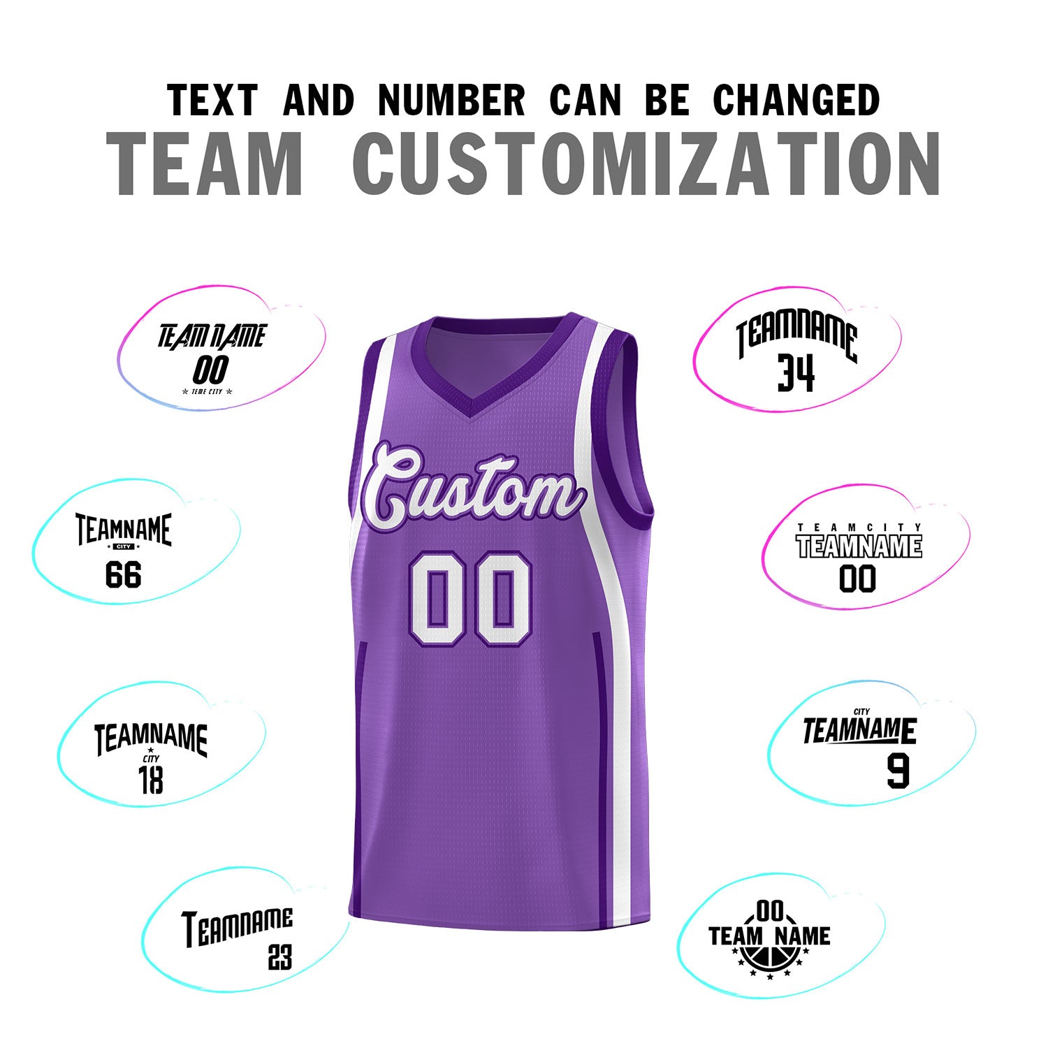 Custom Light Purple Purple AND White Basketball Jersey