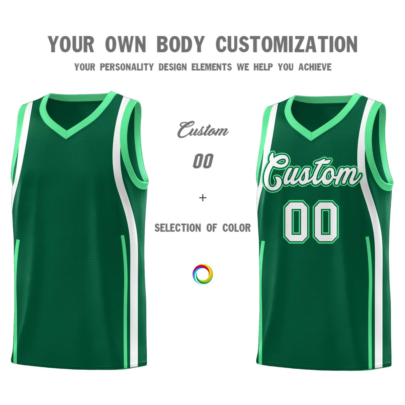 Custom Kelly Green Green AND White Basketball Jersey