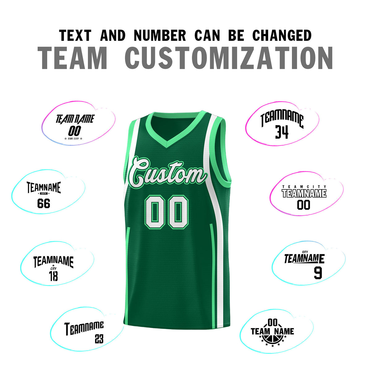 Custom Kelly Green Green AND White Basketball Jersey