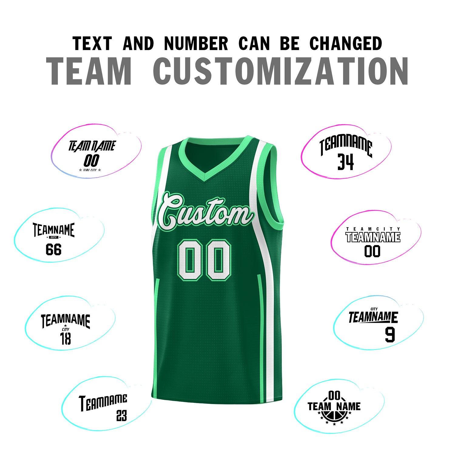Custom Kelly Green Green AND White Basketball Jersey